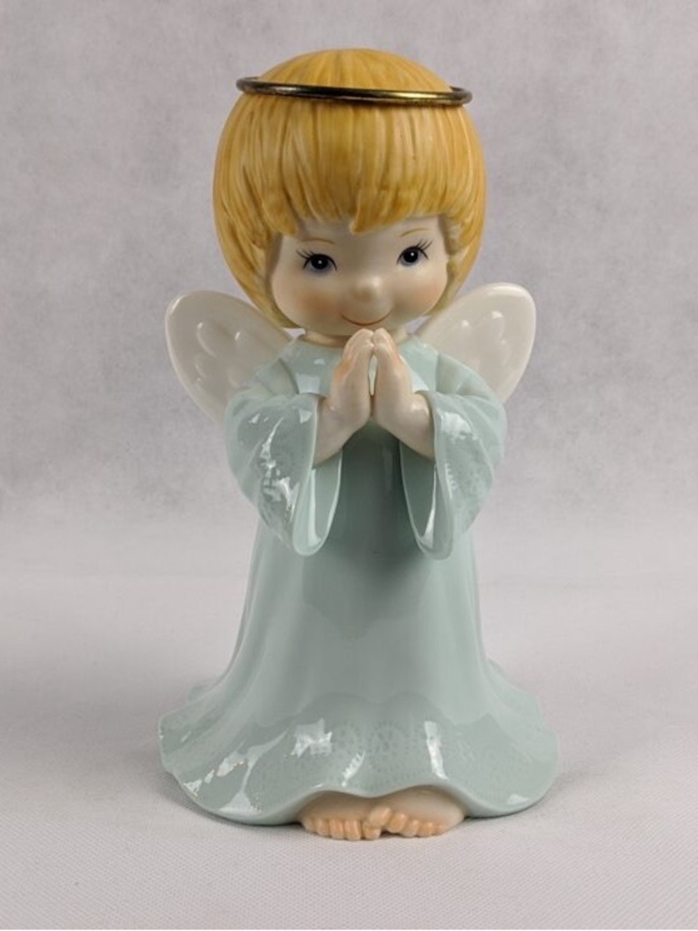 Ceramic Angel Figurine in Light Blue by